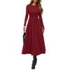 Damenmode Lässig A-Linie Elegant Bescheidenes Winter-Partykleid Langarm Midi-Kleid