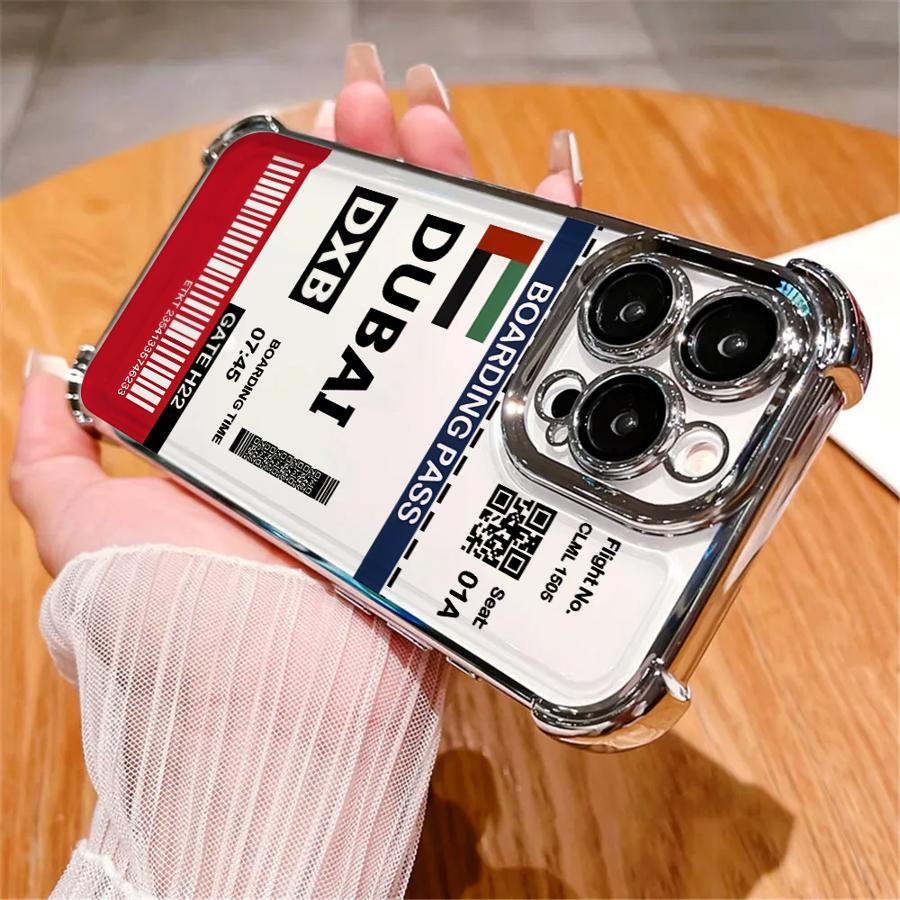 Hot Air Dubai Moscow Label Case for iPhone 16 15 14 Plus 16e 13 12 11 Pro Max 17 Air Soft Cover