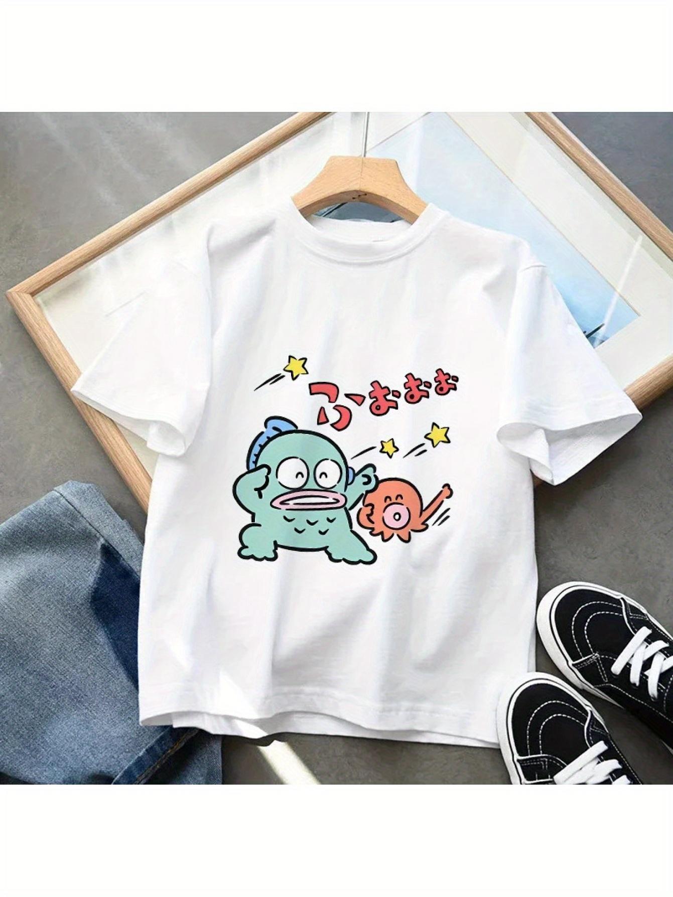 

Футболки Футболка Hangyodon Kawaii Зеленая Рыба Повседневная Одежда Аниме Милый Узор Топы Короткий Рукав 4XL