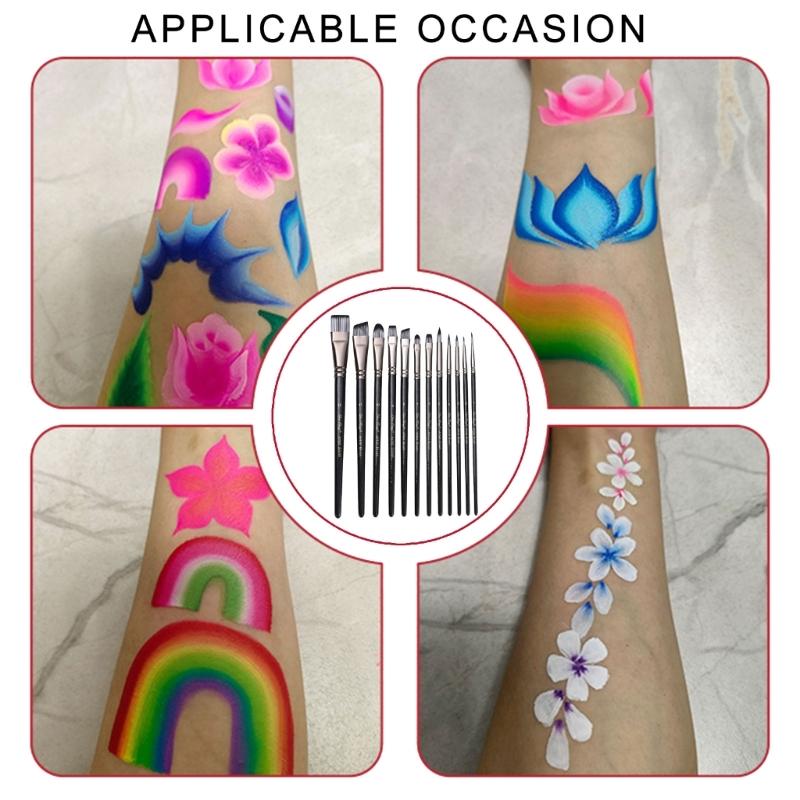 12PCS Artist Paintbrush Wood Handle Paint Brush for Kid Adult Watercolor Gouaches Oil Acrylic Painting Face and Body Art
