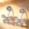 925 Sterling Silver Fashion Sweet Bow Zircon Front and Rear Hanging Stud Earrings Birthday Party Anniversary Gift