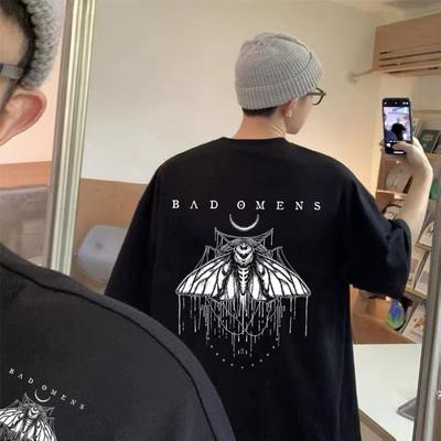 Camisetas Gráficas de la Banda Bad Omens Manga Corta Parejas Rock Punk Gótico Streetwear Tops Masculinos Camiseta Hombres Camisetas Oversize Vintage