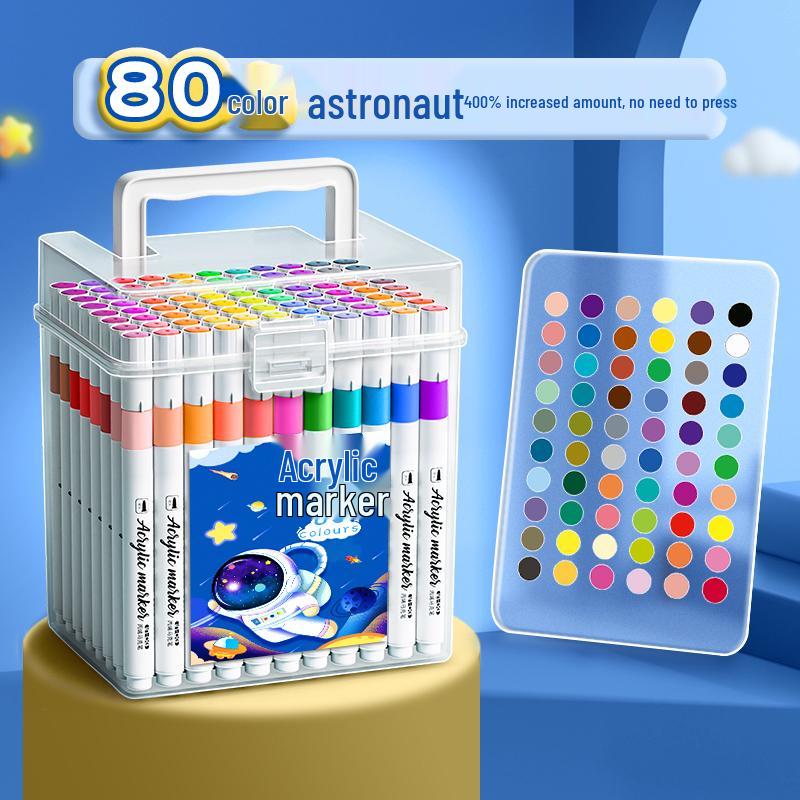 Washable Acrylic Markers: Non-Bleed, Layerable, Waterproof, Quick-Dry, Includes 24 Colors, Ideal for Students & Art.