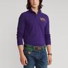 Polo Ralph Lauren Custom Slim Fit Three Pony Logo Long Sleeve Polo Shirt Men Tops Purple MNPOKNI16821-453