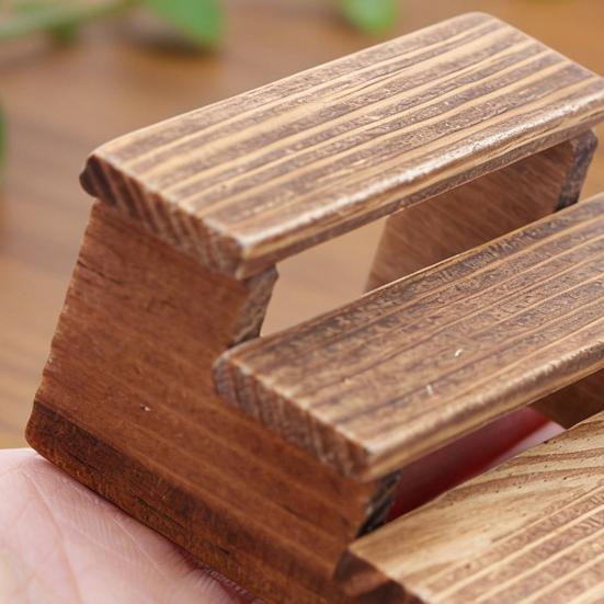 Display Riser Stand Miniature Wooden Mini Riser Model Three-Tier Display Stand Furniture for Doll Mansion Miniature Plants Ornaments Figurines