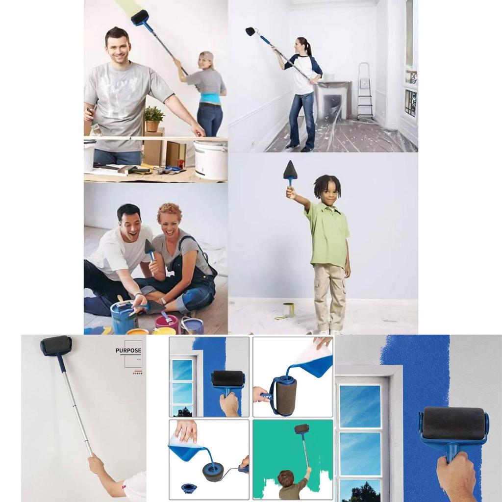 Versatile Round Roller Brush Kit Ideal For Home Renovation With Extendable Handle For Precision