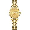 "Women's Waterproof Luminous Wristwatch Gold Dial Stainless Steel Case Calendar Function"