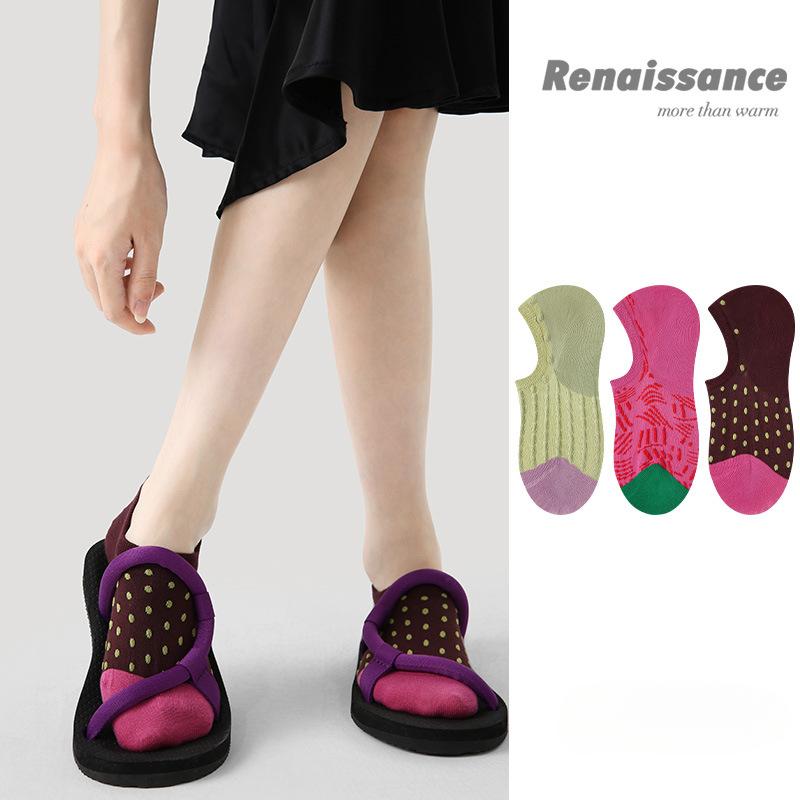 Socks, Women, Summer Thin, Breathable Short Socks, Retro Relief, Knitted, Non Falling Heels, Invisible Ship Socks