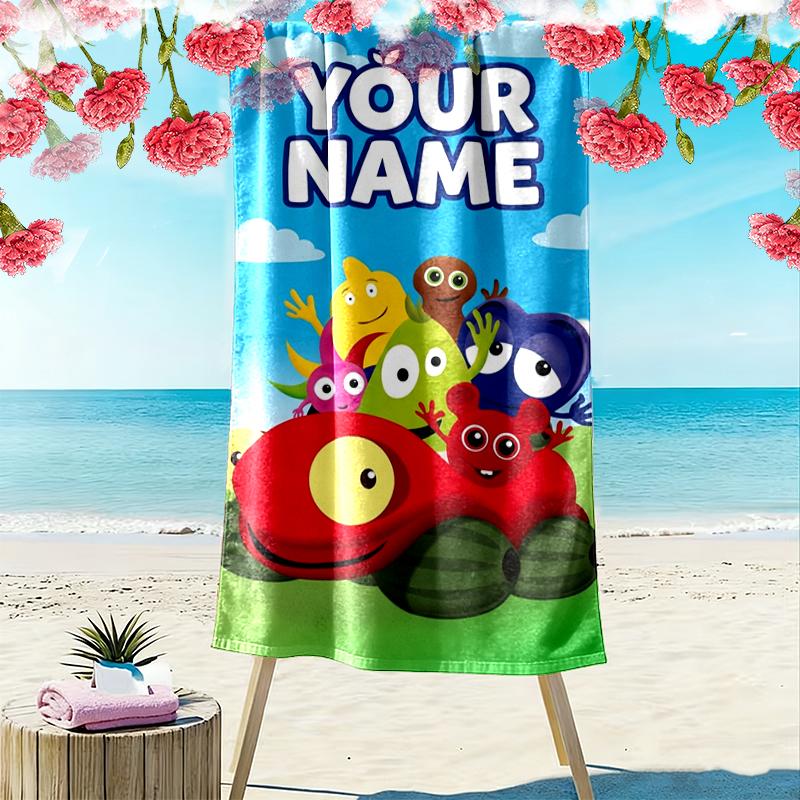Custom Name Babblarna Print Beach Towel, Large Soft Quick Dry Towel for Beach Camping Swimming