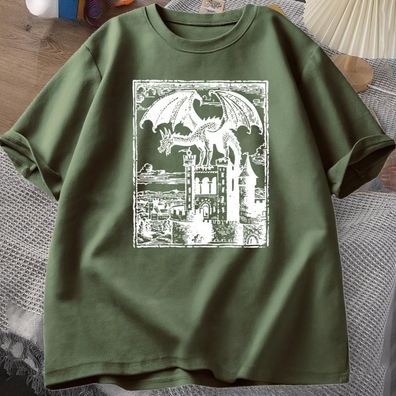 Dragon Vintage Dark Graphic T Shirt 90s Retro Y2k Tshirt Print Oversized Tshirt Women Unisex Short Sleeve Loose Casual Tee Shirt