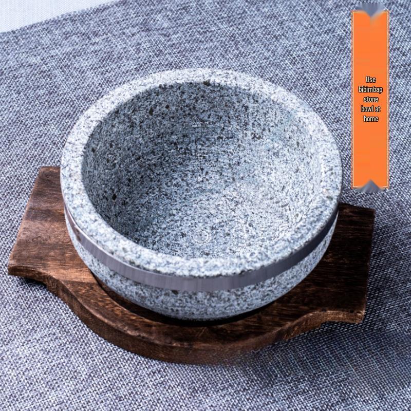 Korean Bibimbap Stone Bowl - Durable Natural Stone Earthenware for Cooking