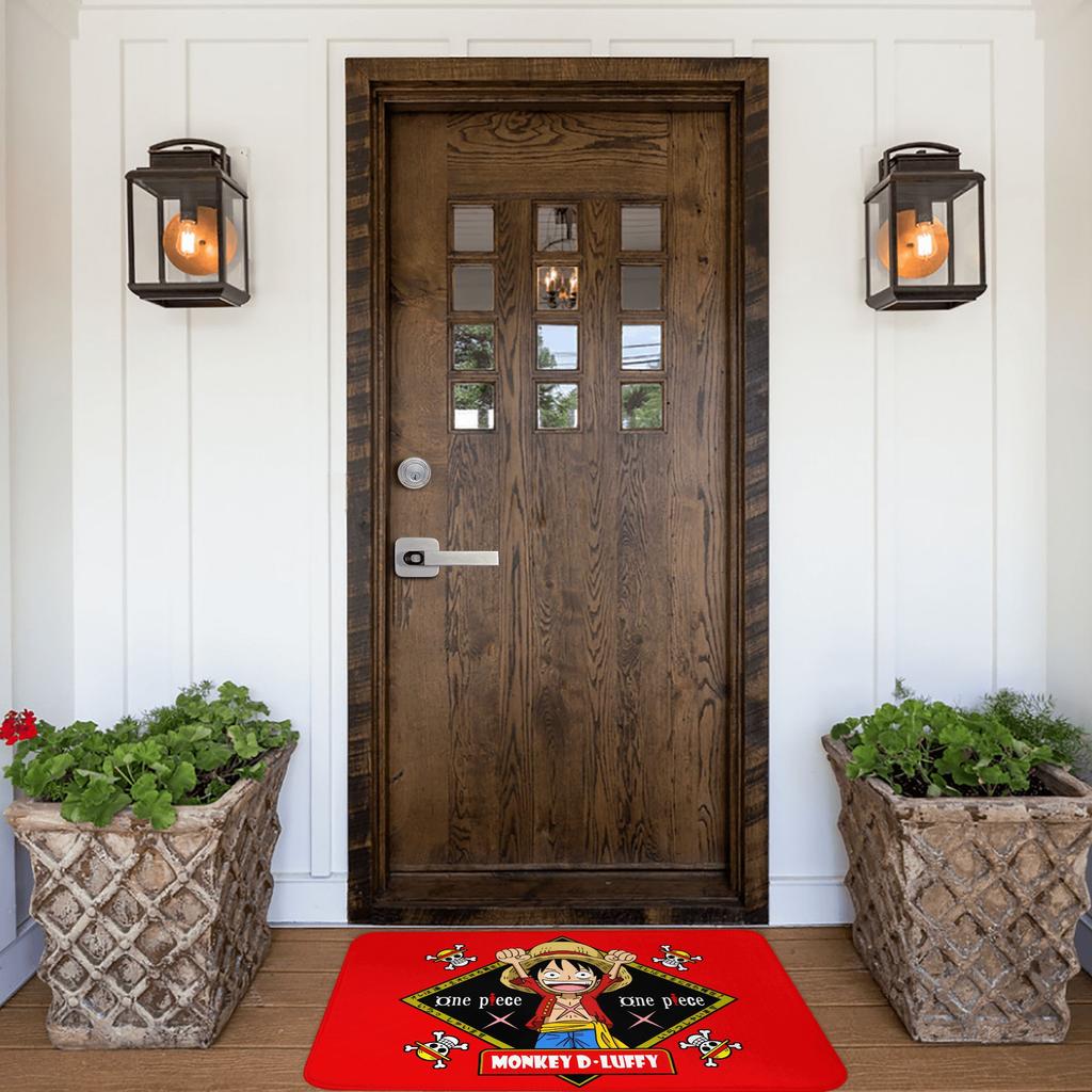 Anime One Piece Door Floor Bathroom Kitchen Mat Anti-Slip Indoor Pirate King Luffy Doormat Garage Entrance Carpet Rug