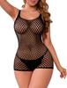 Womens Fishnet Bodysuit Shorts Style Sexy Mesh Teddy Lingerie One Piece Nightwear