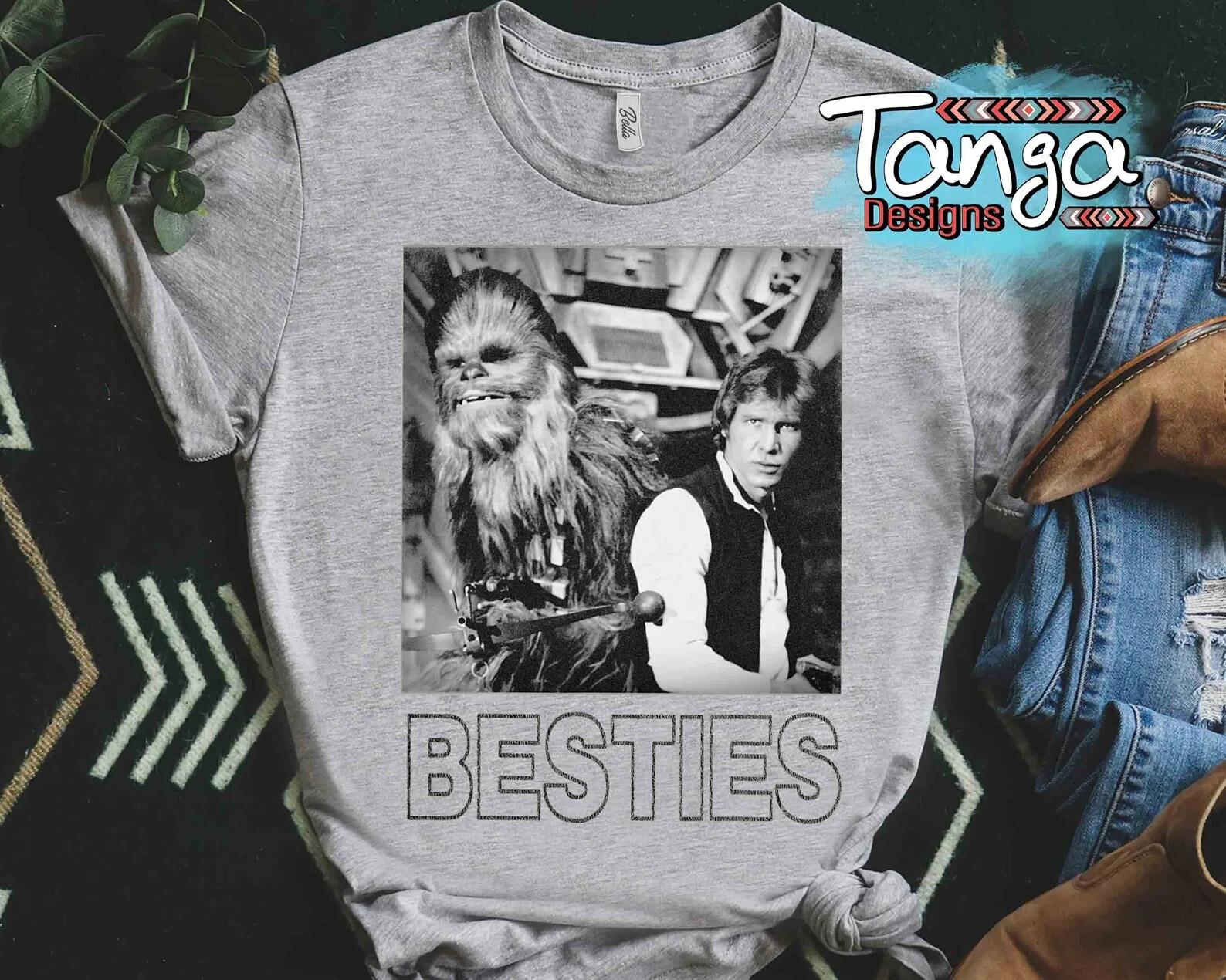 Retro Star Wars Han Solo Chewie Chewbacca Besties Graphic Shirt Galaxy s Edge U XXL
