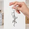 Keychain Pendant Sparkling Rhinestones Gecko Shape Zinc Alloy Key Holder with Electroplated Lobster Clasp Backpack Accessory