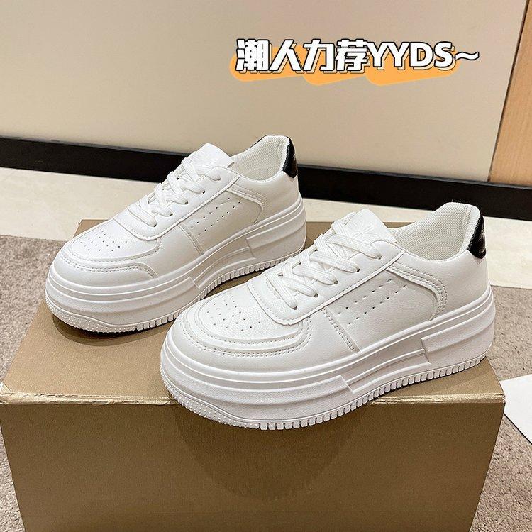 

Thick-soled heightening little white shoes light luxury high-end dad shoes women s single shoes summer lace-up breathable casual sports shoes 40 чорний