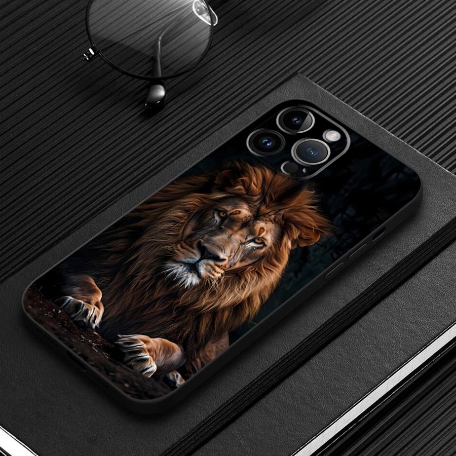 Leeuw Zwart Zachte Telefoonhoesje voor iPhone 7 8 13 12 11 17 Pro Max XS Max XR 15 16 14 Plus 17Air iPhone 15