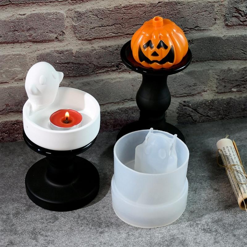 Candlestick Silicone Mold Halloween Spirit Candle Base Mold High Temperature Resistant Candle Holder Decorations Mould