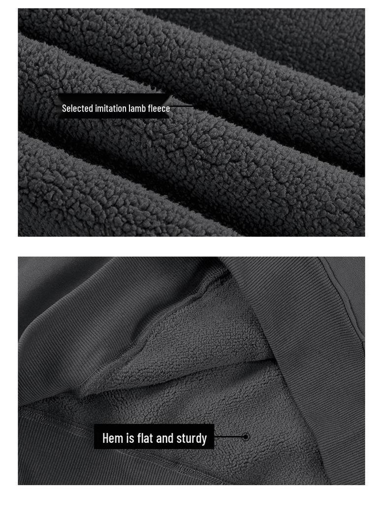 Men's Heavyweight Velvet Crewneck Sweatshirt - Thick Lambswool-Style, Loose Fit, Solid Color, Unisex, 500g.