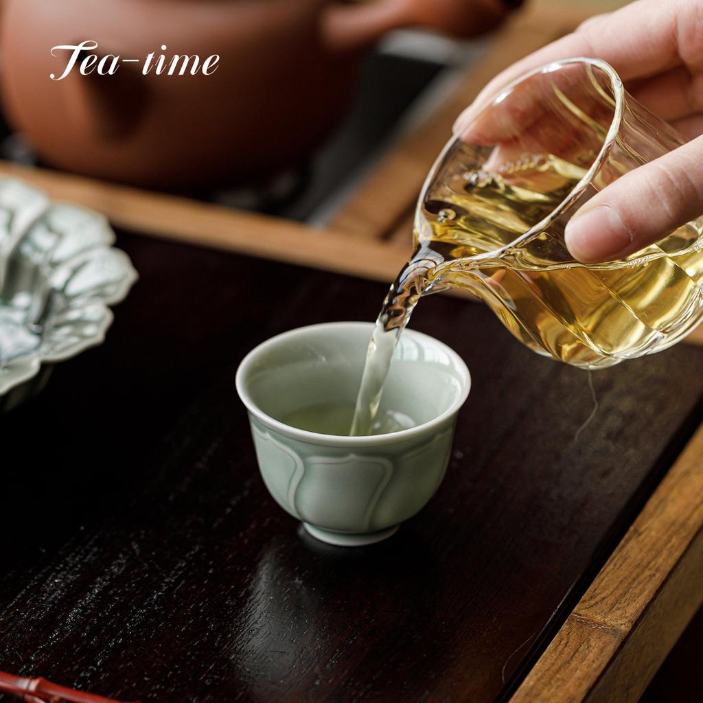 Yue Kiln Celadon Ceramic Tea Cup Handmade Lotus Cups Tea Bowl Teacup Teacups Beautiful Chinese Jingde Town Maker Mate Puera Tool