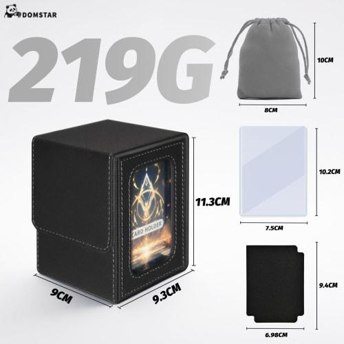 Domstar Deck Case, Card Case for Trading Cards, with Double Card Display Windows, Waterproof Leather, Holds 100 Double-Sleeved Cards, Includes Two Com