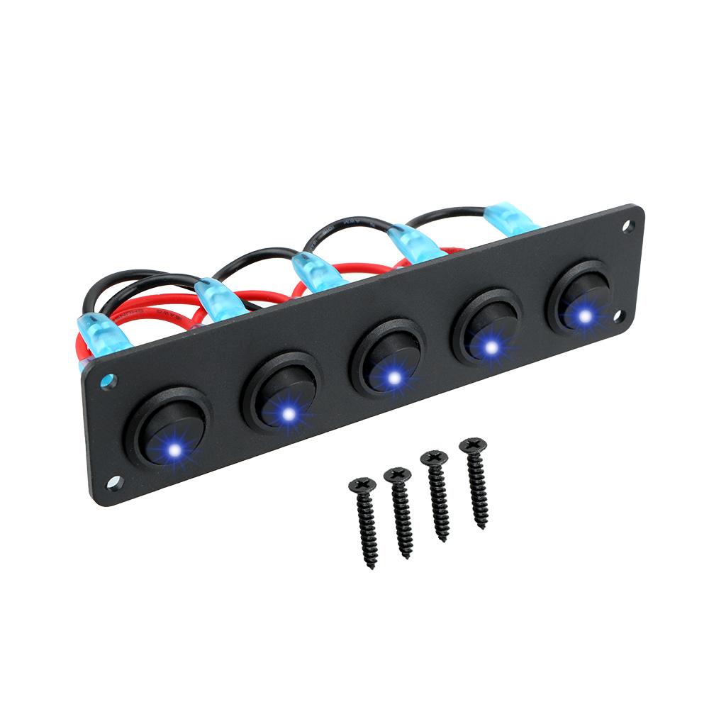 With Fuse USB Chargers Socket 12V 24V Car Light Toggle 5 Buttons LED Rocker Switch Panel Boat Digital Voltage Test Accessories