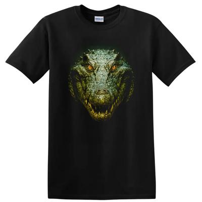 T-shirt Tête d'Alligator Reptile Féroce Portrait de Prédateur Créature des Marais Tee