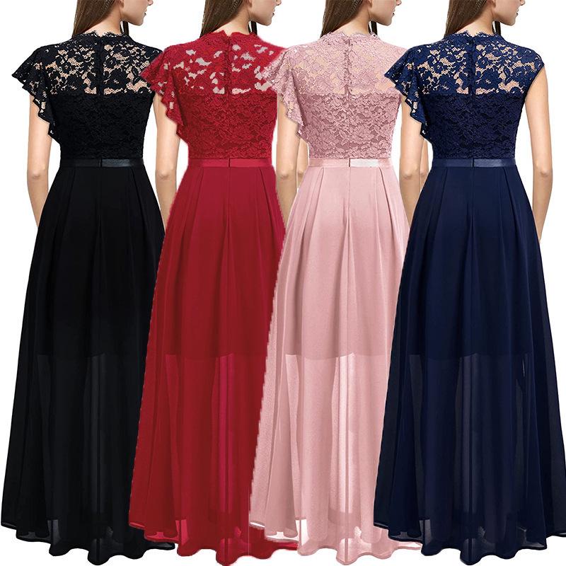 European & American Hot-Selling Lace Evening Dress, High Waist Long Skirt