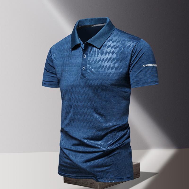 Summer Men's POLO Shirt Fashionable Ice Silk Quick Drying Short Sleeved T-shirt Solid Color Loose Casual Sports Lapel Top