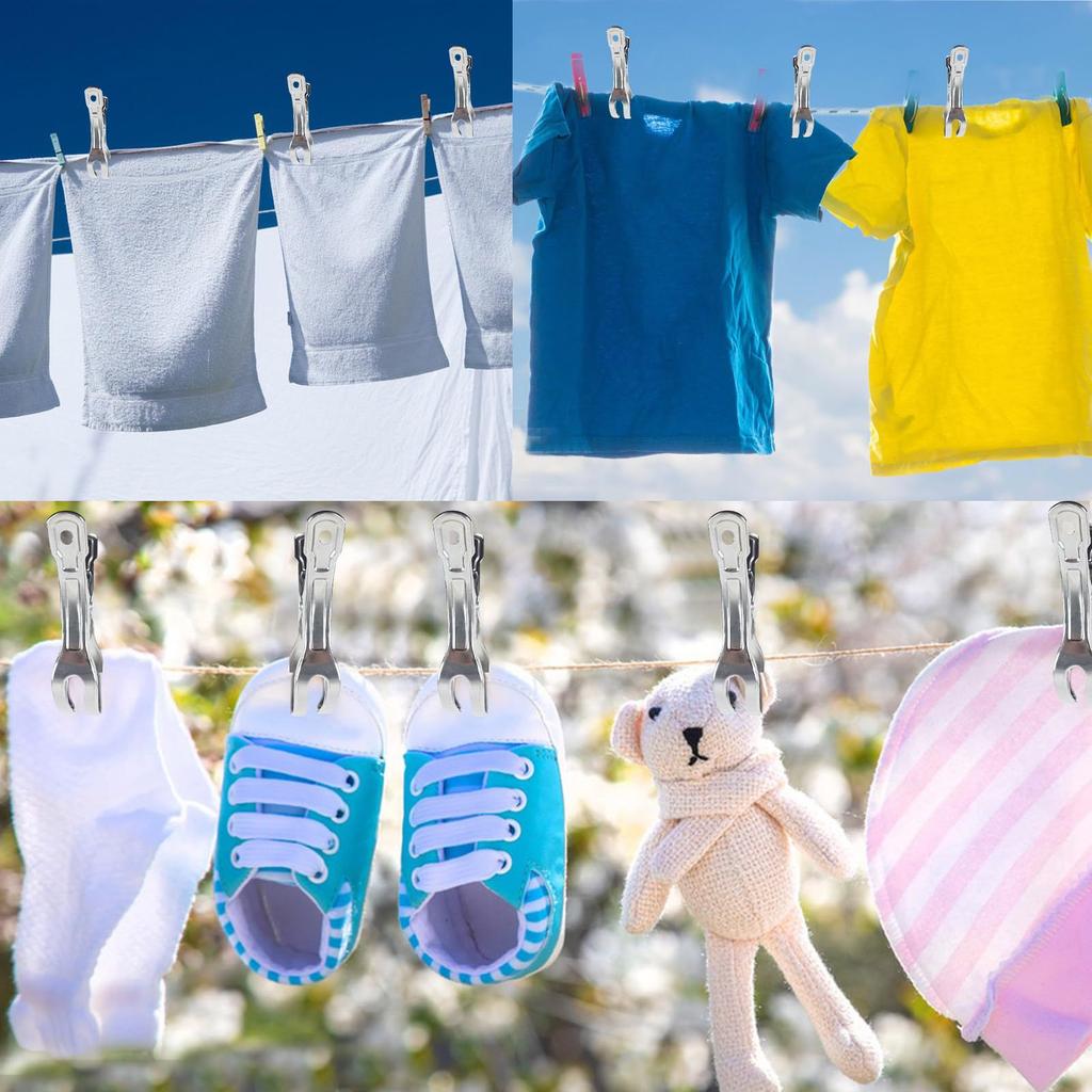 Pakke med 30 store klemmer i rustfritt stål for bassengtrekk, vindbeskyttelsesklemmer for svømmebassenger og utendørs bruk