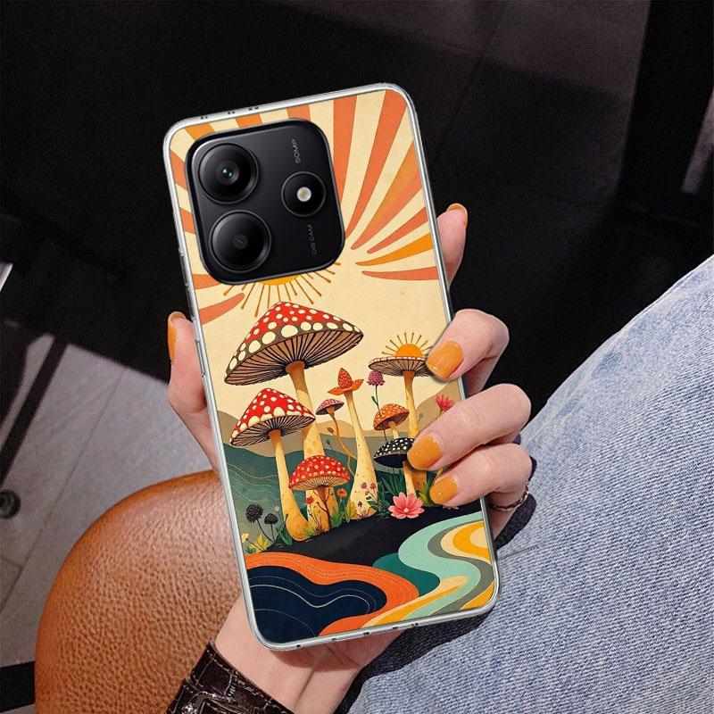 Boho Hippy Mushroom Sunrise Phone Case For Xiaomi Redmi Note 15 14 13 12S 12 11 Pro Plus 14S 11S 11E 10 10S 11T 5G Personalized
