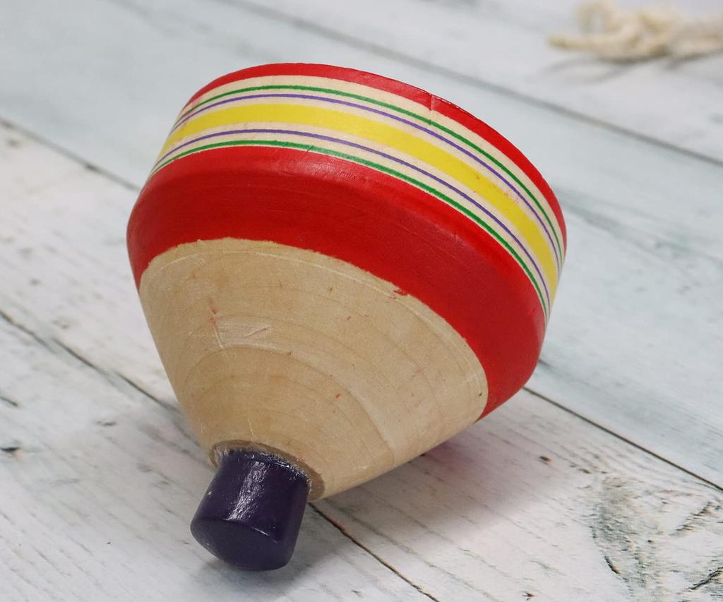Castle Enterprise Traditional Wooden Toy Red Throwing Inches Top, 2.5