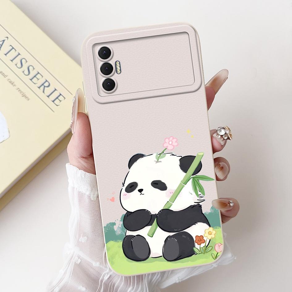 6.6" For Tecno Spark 8P 2021 Case Lovely Panda Cartoon Camera Protection Soft Matte Cover For Tecno Spark8P 8 P KG7H KG7n Bumper