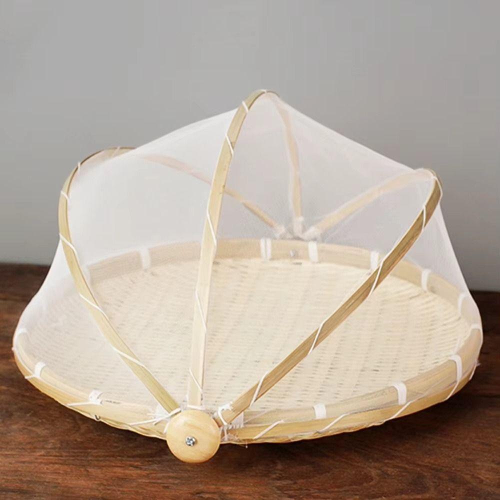Bamboo Anti-insect Dustproof Basket Reusable Fruit Vegetable Tray Food Storage Basket  Kitchen Tool