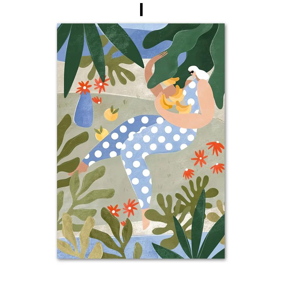 Scandinavian Style Boho Abstract Wall Art Prints, Abstract Poster, Coral Leaves Flower Gallery, Aesthetic Room Decor, Modern Fas