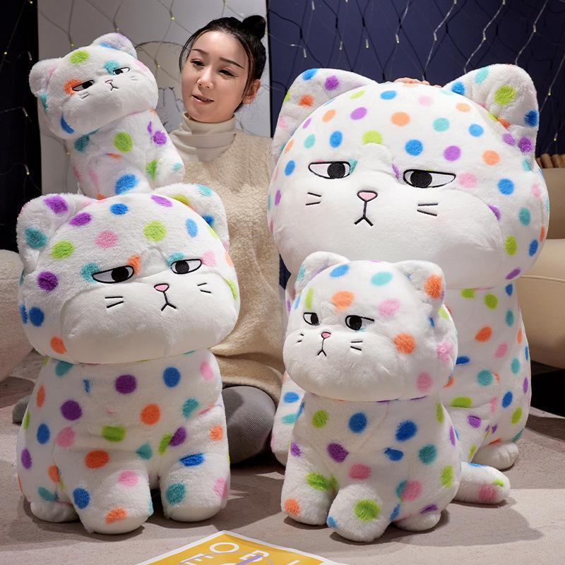 Pisicuță grasă drăguță cu pete, păpușă de pluș, pisicuță, păpușă de cârpă liniștitoare pentru copii, cadou de ziua de naștere