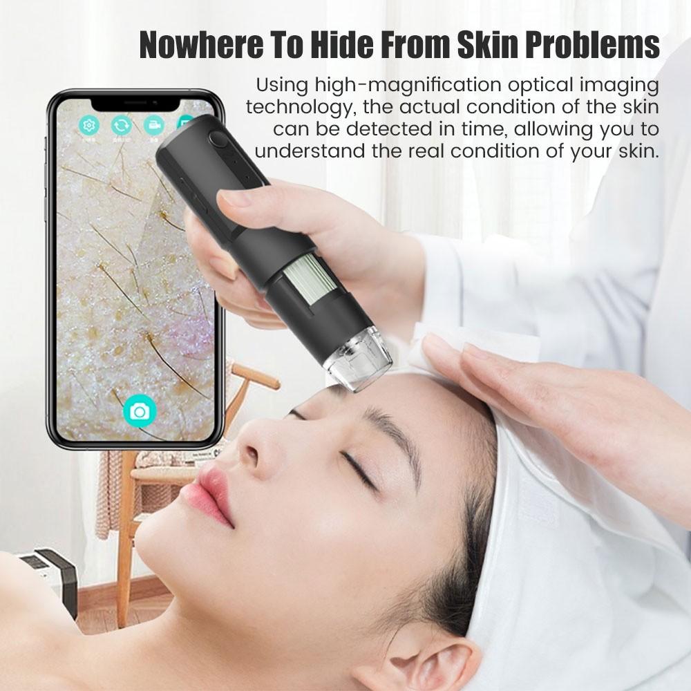 1000X 8 LED Analyzer Wireless Portable Zoom Microscope HD Magnifier Digital Video Camera Skin Detector