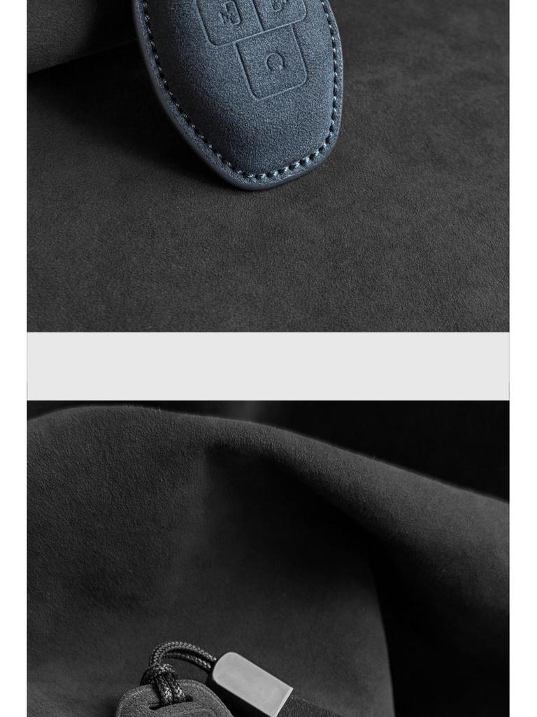 Suede Key Cover for 25 Denza D9: Protective Shell with Buckle, High-End Interior Accessory.