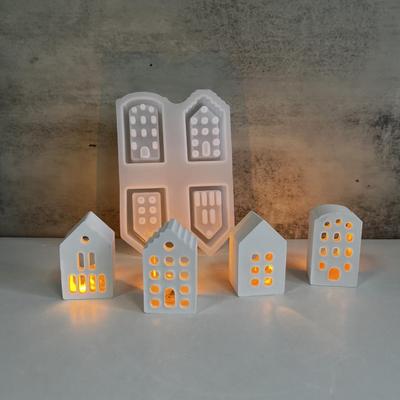 Yousheng Molde de casa de silicone para fabricação de velas Fundição de gesso Mini moldes de casa para celebrações de feriados Artesanato