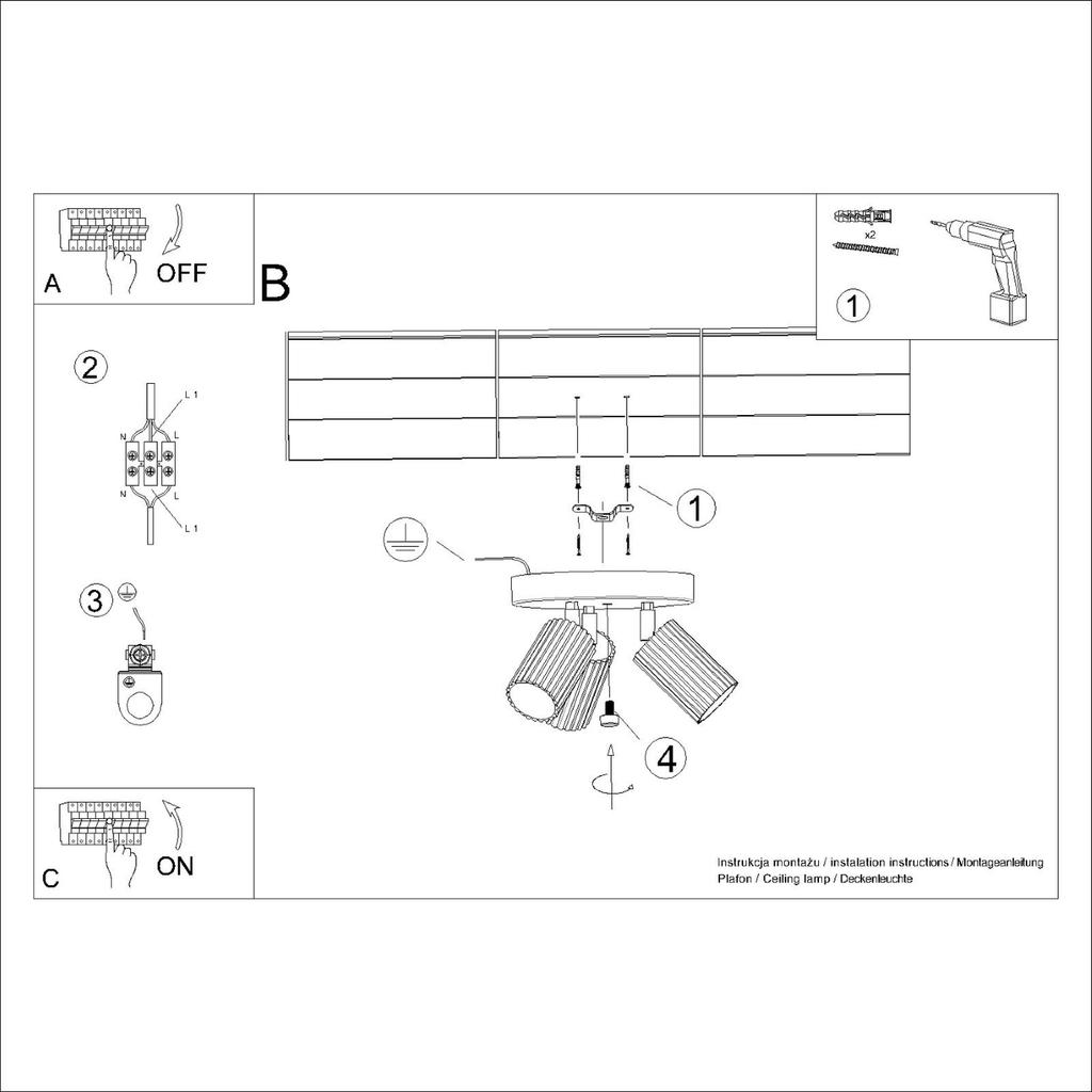 Ceiling lamp carbon 3P beige