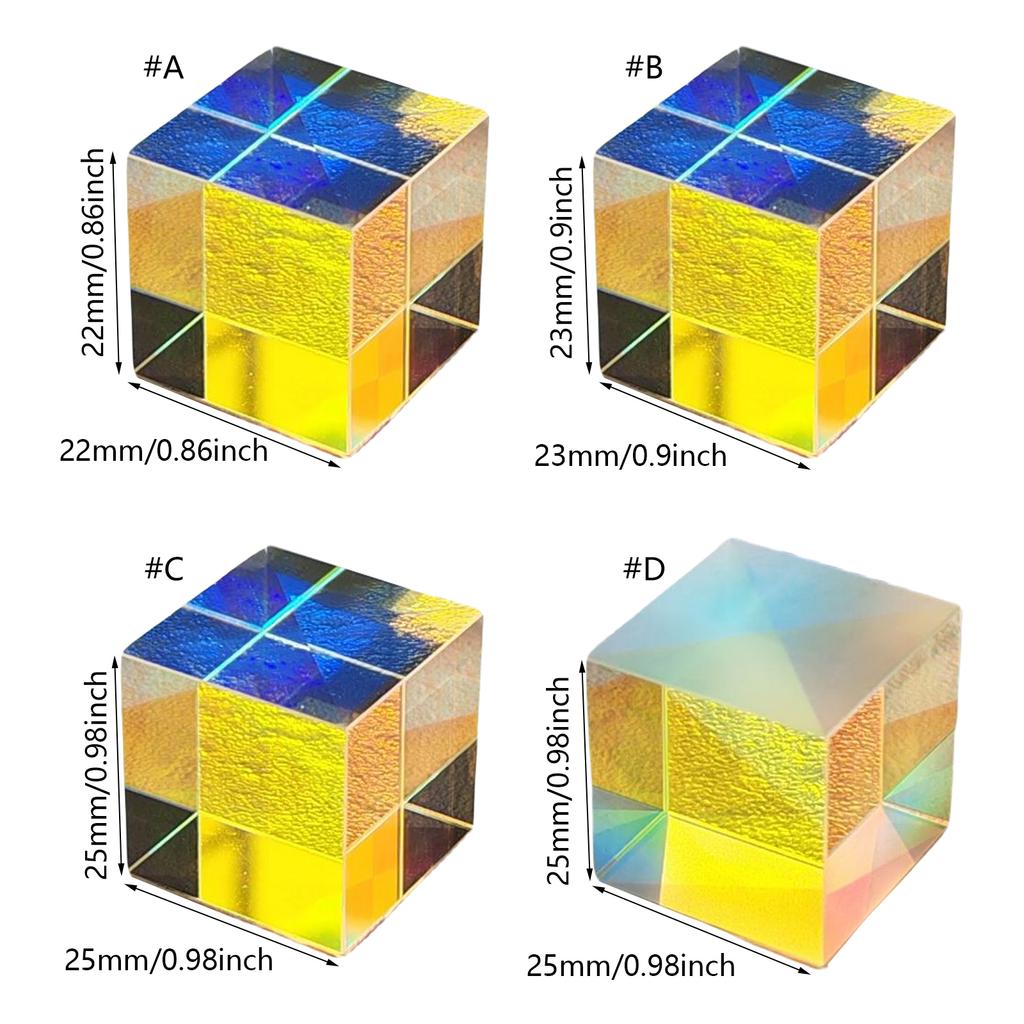Dichroic Glass X Cube Prism Table Ornament Children Toy for Photography Beam Splitting & Decorative Light Display