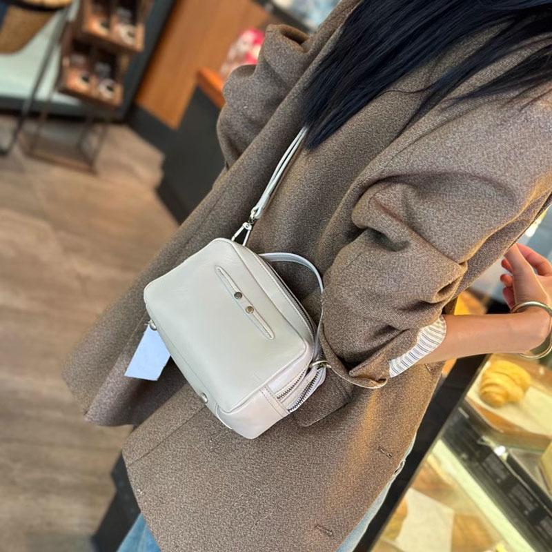 Cowhide Bag Women's Genuine Leather Small Square Bag Women's Bag Fashionable Single-shoulder Casual Crossbody Bag