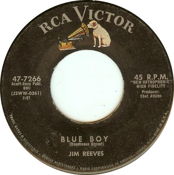 

7inch Record JIM REEVES - Blue Boy 477266 RCA Victor 1958 US Folk Used
