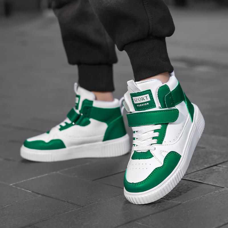 2025 Spring and Autumn New Children's Little White Shoes Sports High Top Boys Board Shoes Students Versatile Girls Casual