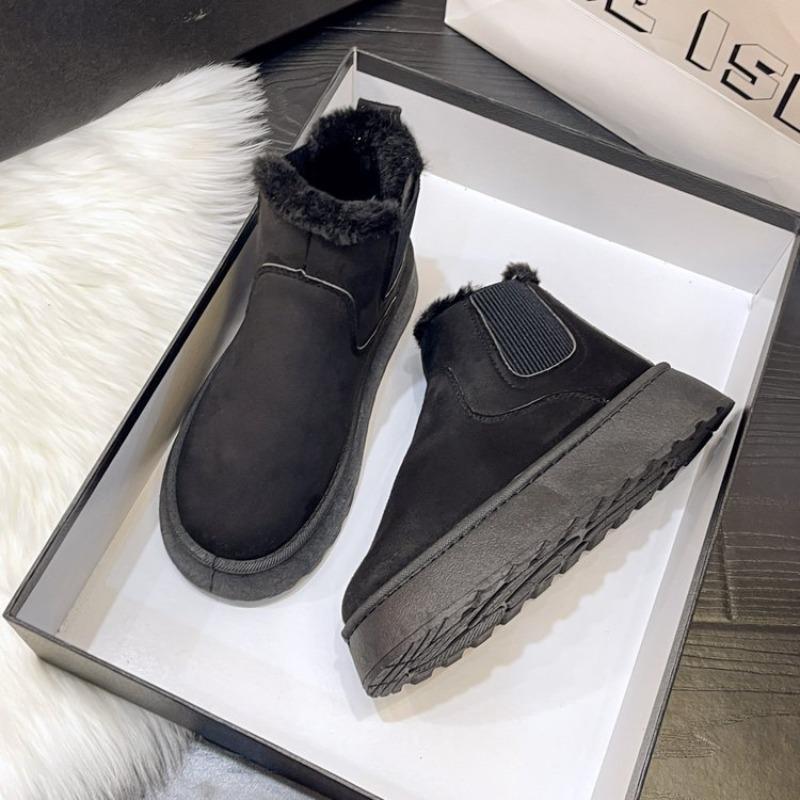 Autumn and winter new foreign trade women's thick-soled snow boots cotton shoes with velvet inside, round head and foot cotton boots