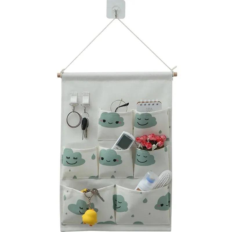 3/5/7 Pockets Cotton Wall Mounted Storage Bag Home Room Closet Door Sundries Clothes Hanging Bag Holder Cosmetic Toys Organizer