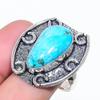 Natural Tibetan Turquoise Gemstone 925 Sterling Silver Jewelry Ring Size 8 AR-16943