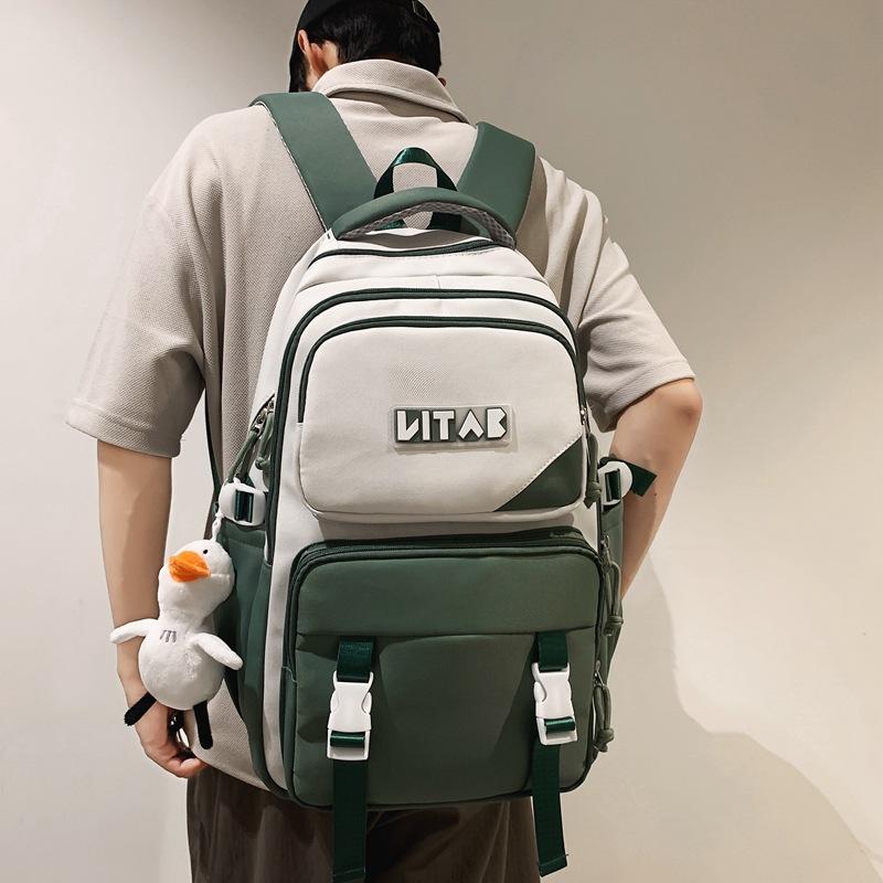 New junior high school schoolbag, college student college style casual simple backpack, fashion trend, middle school student backpack