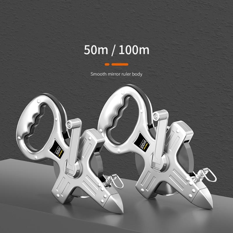 Heavy Duty Steel Frame Measuring Tape With Clear Marking For Engineering Projects 50m 100m Portable Surveying Equipment