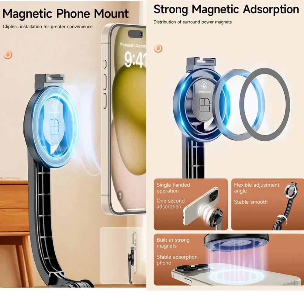 Magnetischer, ausziehbarer Selfie-Stick-Stativhalter mit Bluetooth-Fernbedienung für Magsafe iPhone Android Tragbare Halterung